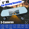 Camera DVR Tripla frontala, habitaclu, marsarier, tip oglinda retrovizoare, rezolutie Full HD,