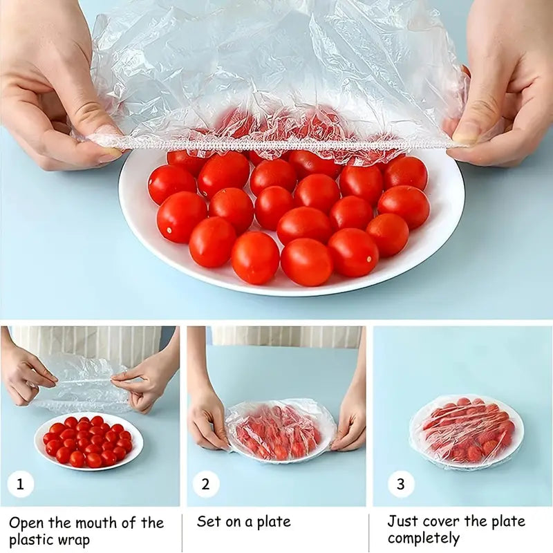 Set 100 Pungi Reutilizabile cu Elastic: Versatilitate în Utilizare, Protecție pentru Alimente, Bonete - Soluție Universală de Protecție