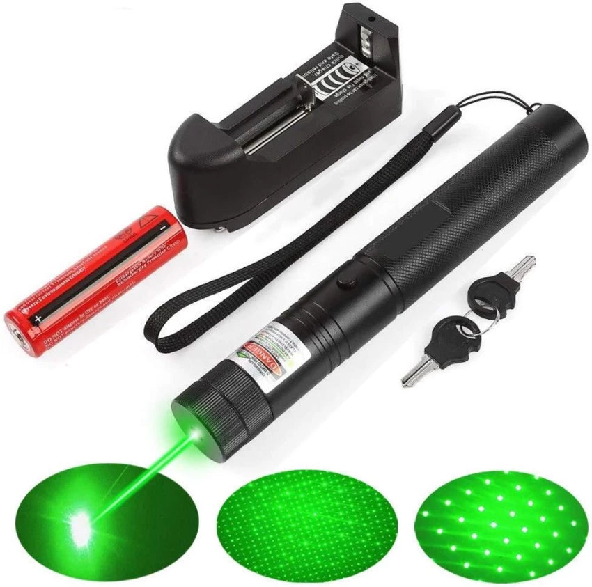 Laser Pointer Verde: Reîncărcabil, Cu Protecție Pentru Copii și 2 Moduri de Iluminare si Zoom