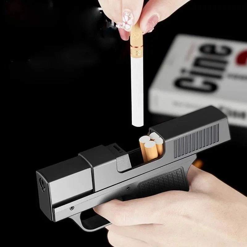 Bricheta Metalica cu Tabachera in Forma unui Pistol: Eleganta si Utilitate Intr-un Singur Gadget