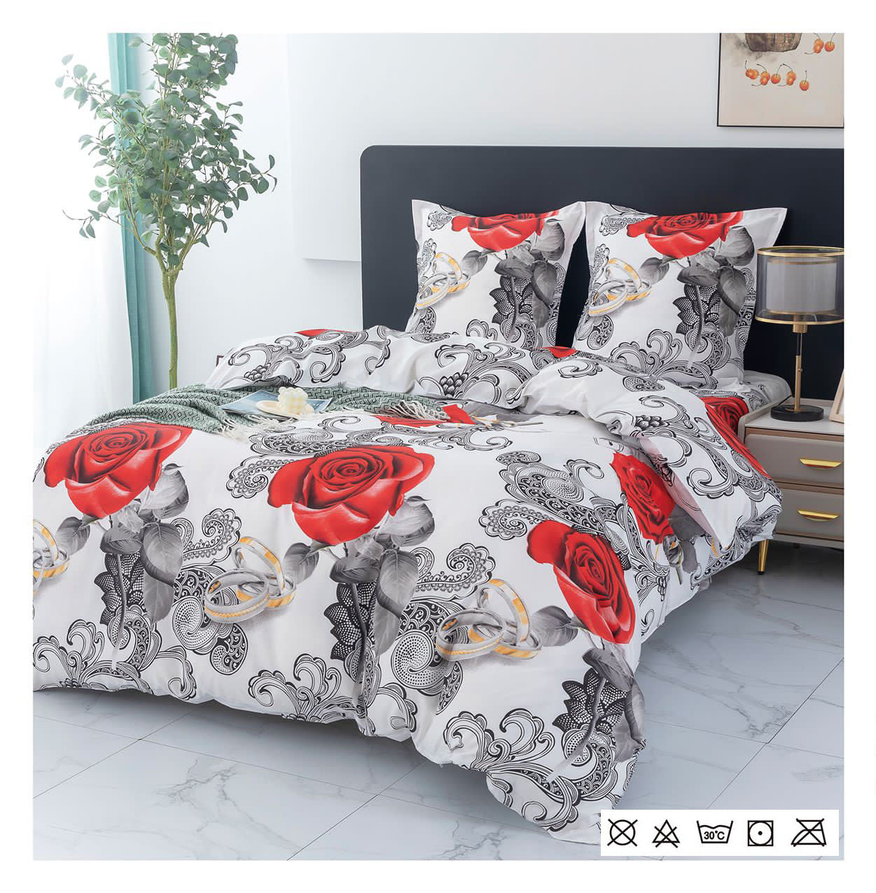 Lenjerie de Pat din Finet - Set 4 Piese | Confort și Eleganță pentru Dormitorul Tău