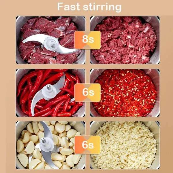 Tocator Electric pentru Carne și Legume: Eficiență și Fiabilitate cu 4 Lame și Bol Inox
