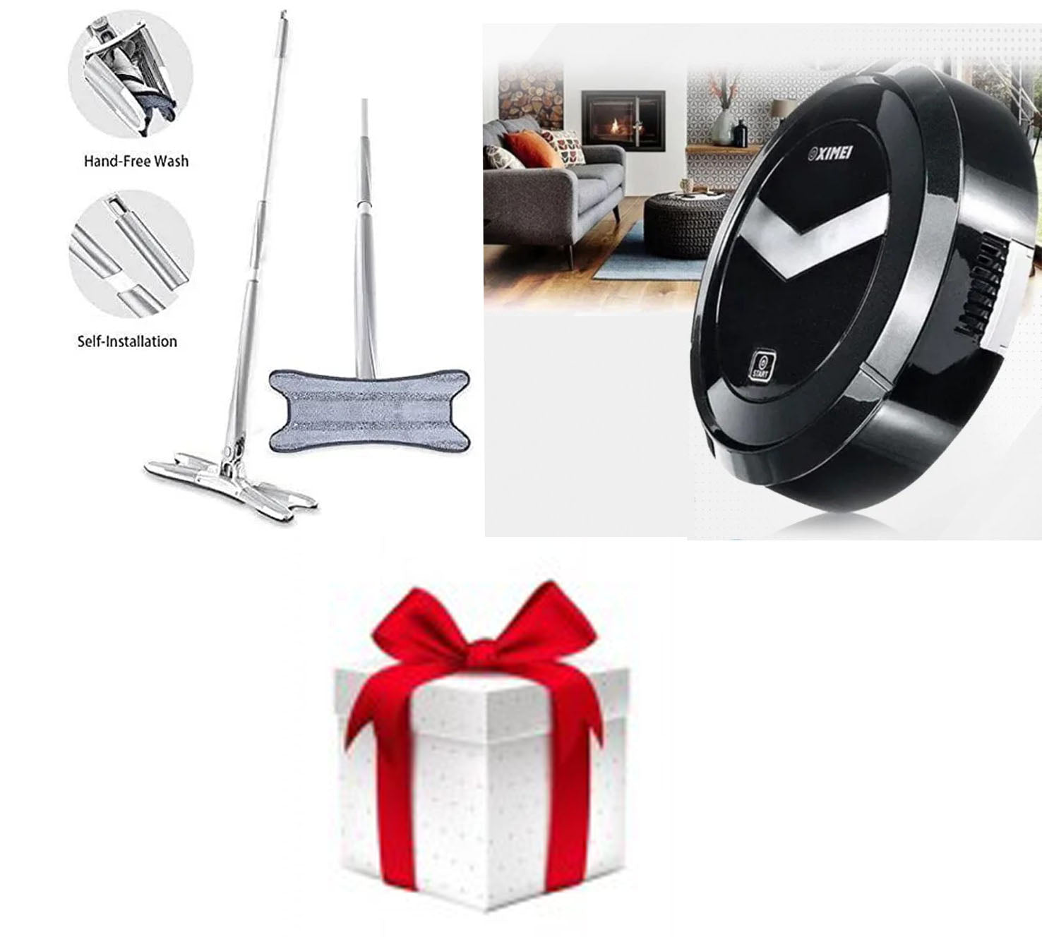 Oferta Promo - Aspirator robot Smart Clean, Mop Stoarcere Usoara Xmop si Produs Cadou