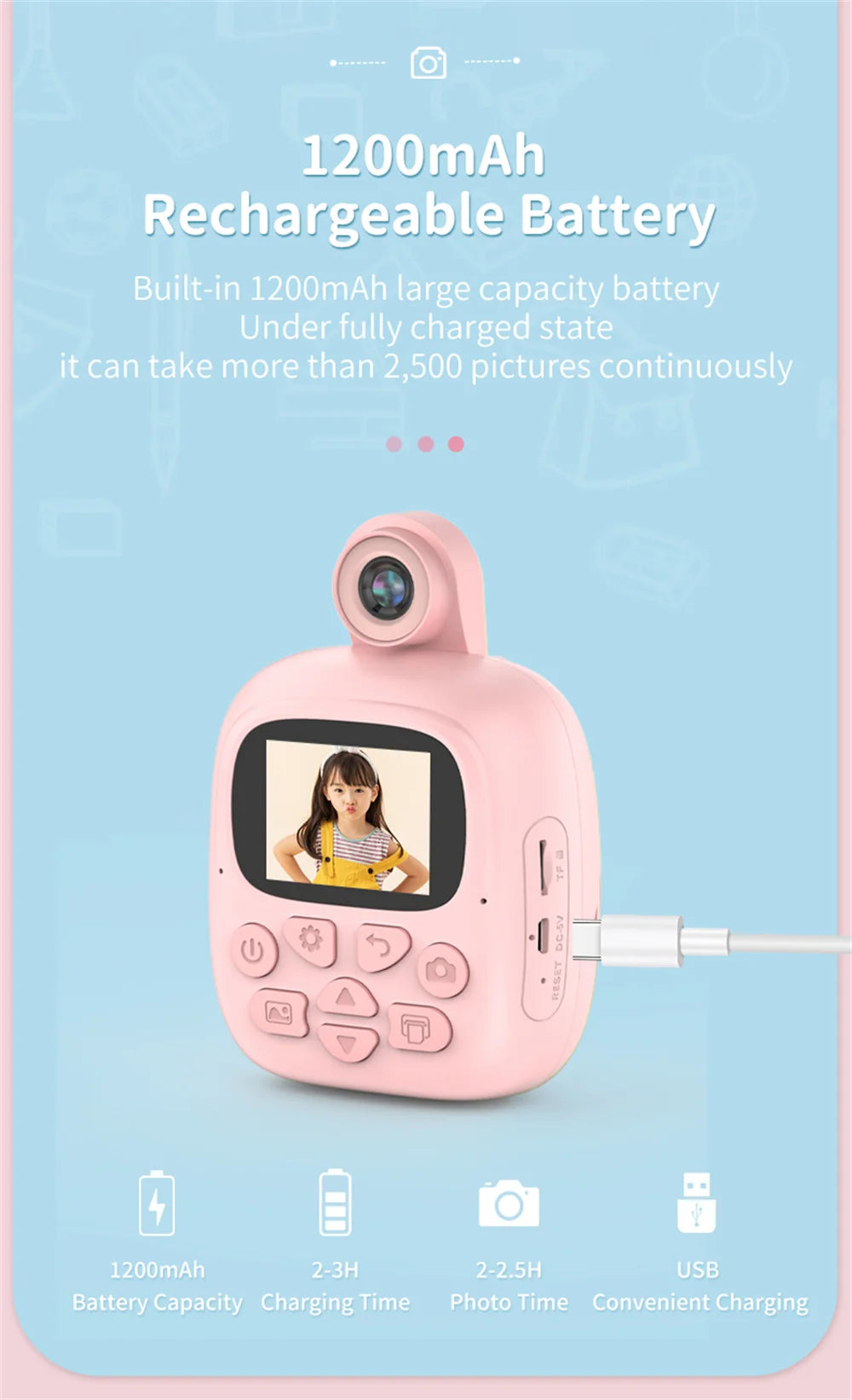 Mini Cameră Digitală pentru Copii - Imprimare Termică Instantanee, Recorder Video, Cameră de Buzunar Inteligentă