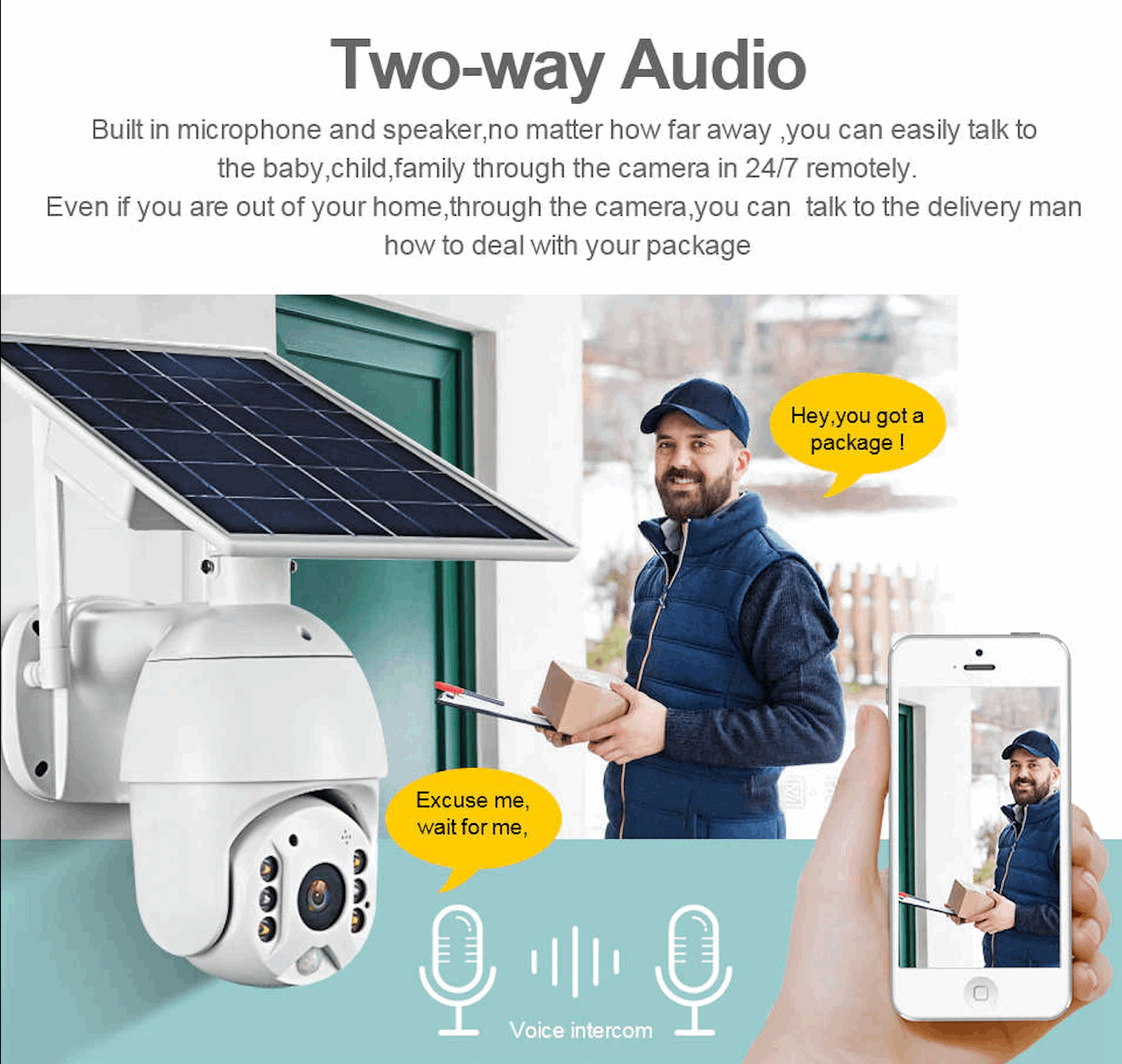 Camera de supraveghere wireless cu panou solar, 1080p, WiFi/4G, 355°, infrarosu