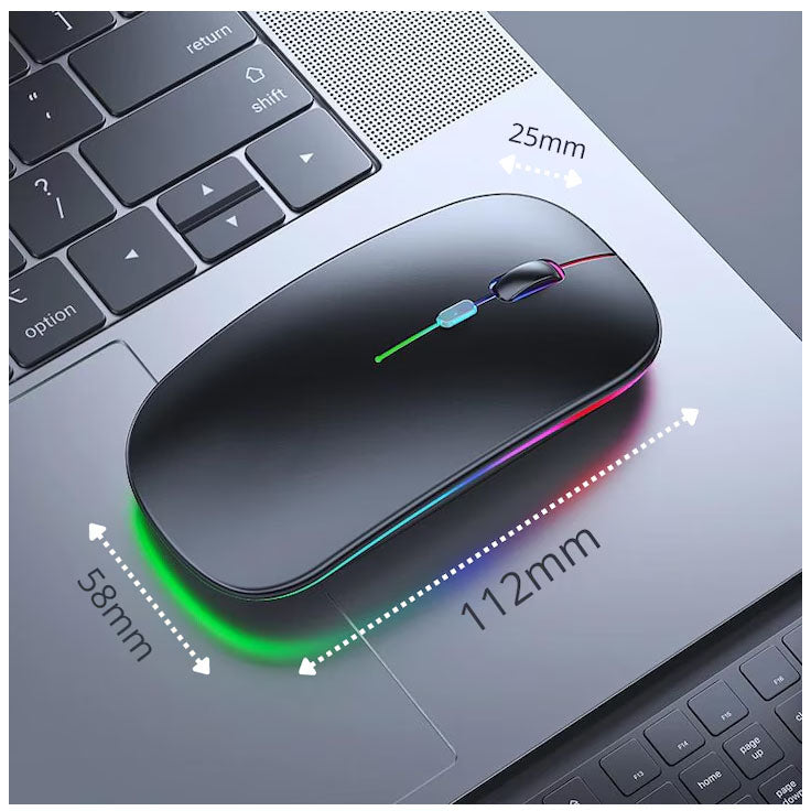 Mouse Wireless Reîncărcabil, cu lumina RGB, acumulator incorporat, DPI ajustabil - 800/1200/1600 DPI