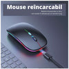 Mouse Wireless Reîncărcabil, cu lumina RGB, acumulator incorporat, DPI ajustabil - 800/1200/1600 DPI