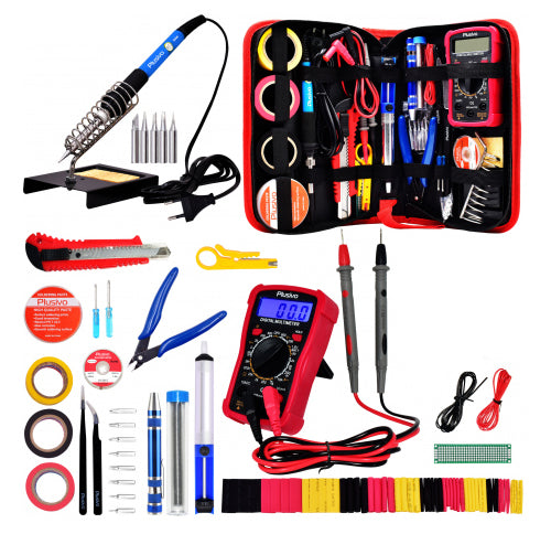 Kit complet Lipit/Dezlipit cu Fludor, Ustensile, Letcon și Multimetru Digital: Unelte Profesionale pentru Reparații