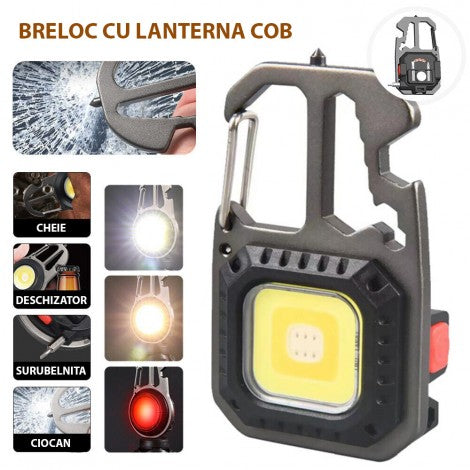 Lanterna LED tip breloc cu dispozitiv spargere geamuri, surubelnite, cheie, deschizator sticle Q-D911 - Auros