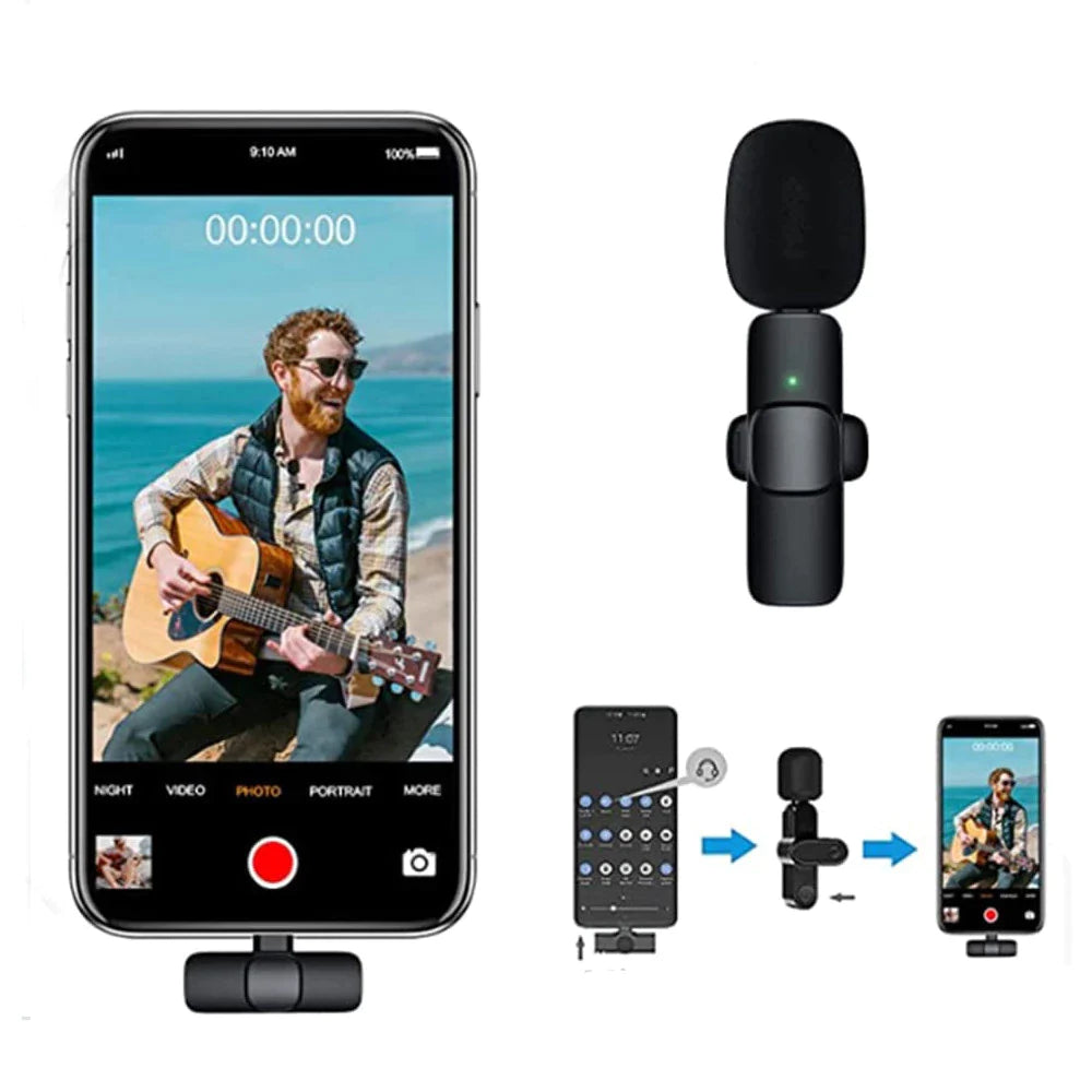 Microfon wireless K8 tip lavaliera, conector USB tip C/iPhone - Auros