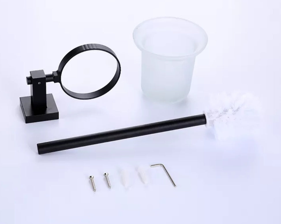 Set 7 piese accesorii pentru baie, negru mat - Auros