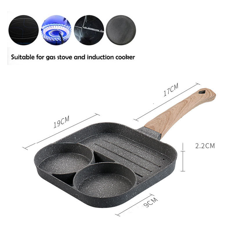Tigaie antiaderenta cu 2 compartimente si zona de grill, material aliaj de aluminiu - Auros