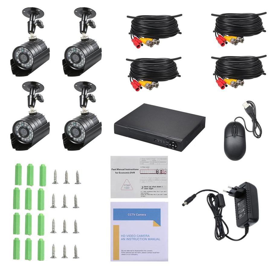 Sistem de supraveghere CCTV FULL HD, Kit DVR cu 4 camere exterior/interior, Hard Disk inclus