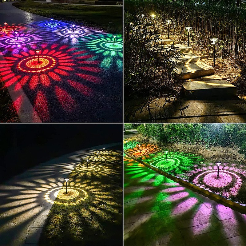 Set 2 lampi solare Led RGB pentru gradina cu doua  moduri de lumina - Auros