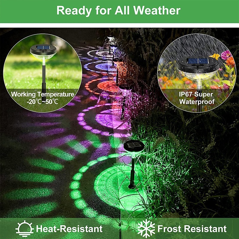 Set 2 lampi solare Led RGB pentru gradina cu doua  moduri de lumina - Auros