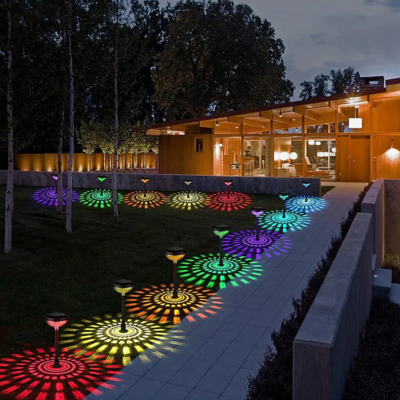 Set 2 lampi solare Led RGB pentru gradina cu doua  moduri de lumina - Auros