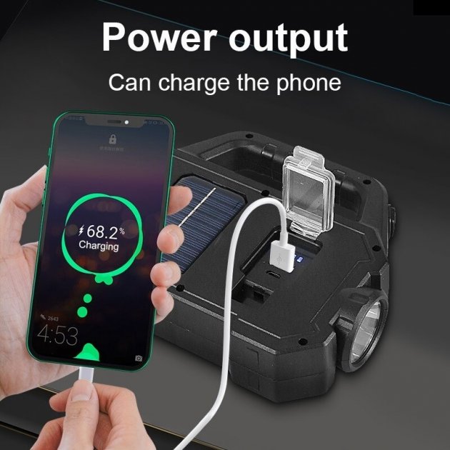 Lanterna solara cu proiector lateral cob si incarcare usb - Auros