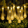 Instalatie LED solara, globuri picatura cristal, 6.5m, 30 LED, lumina galbena