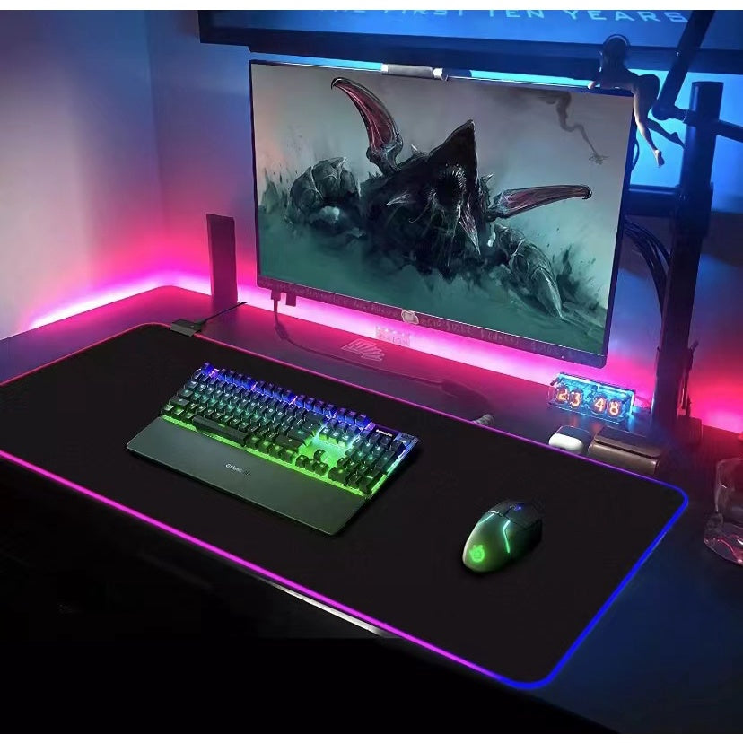 Mouse Pad gaming cu iluminare led rgb 80 x 30 negru - Auros