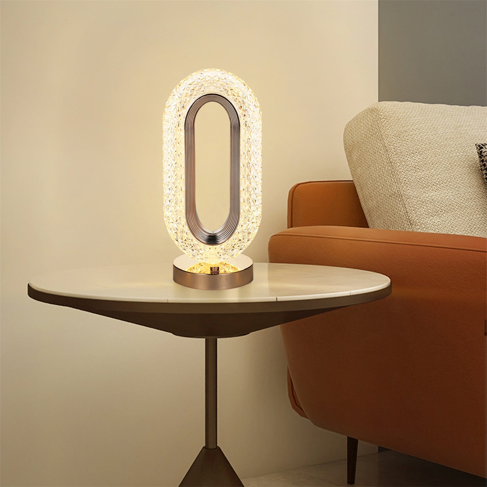 Lampa Diamond Crystal LED cu 3 temperaturi de culoare, alb rece, alb cald, neutru, culoare auriu - Auros