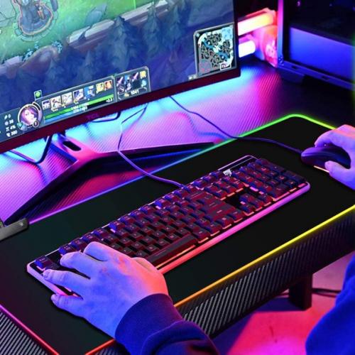 Mouse Pad gaming cu iluminare led rgb 80 x 30 negru - Auros