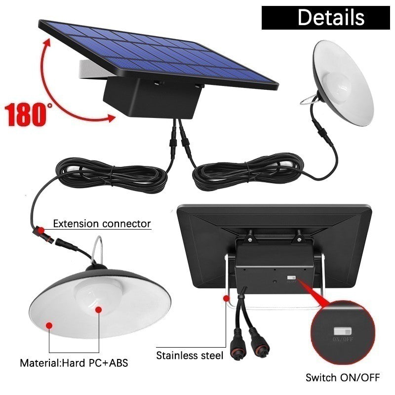 Set panou solar cu 2 becuri LED cu aplica, telecomanda, 50W - Auros