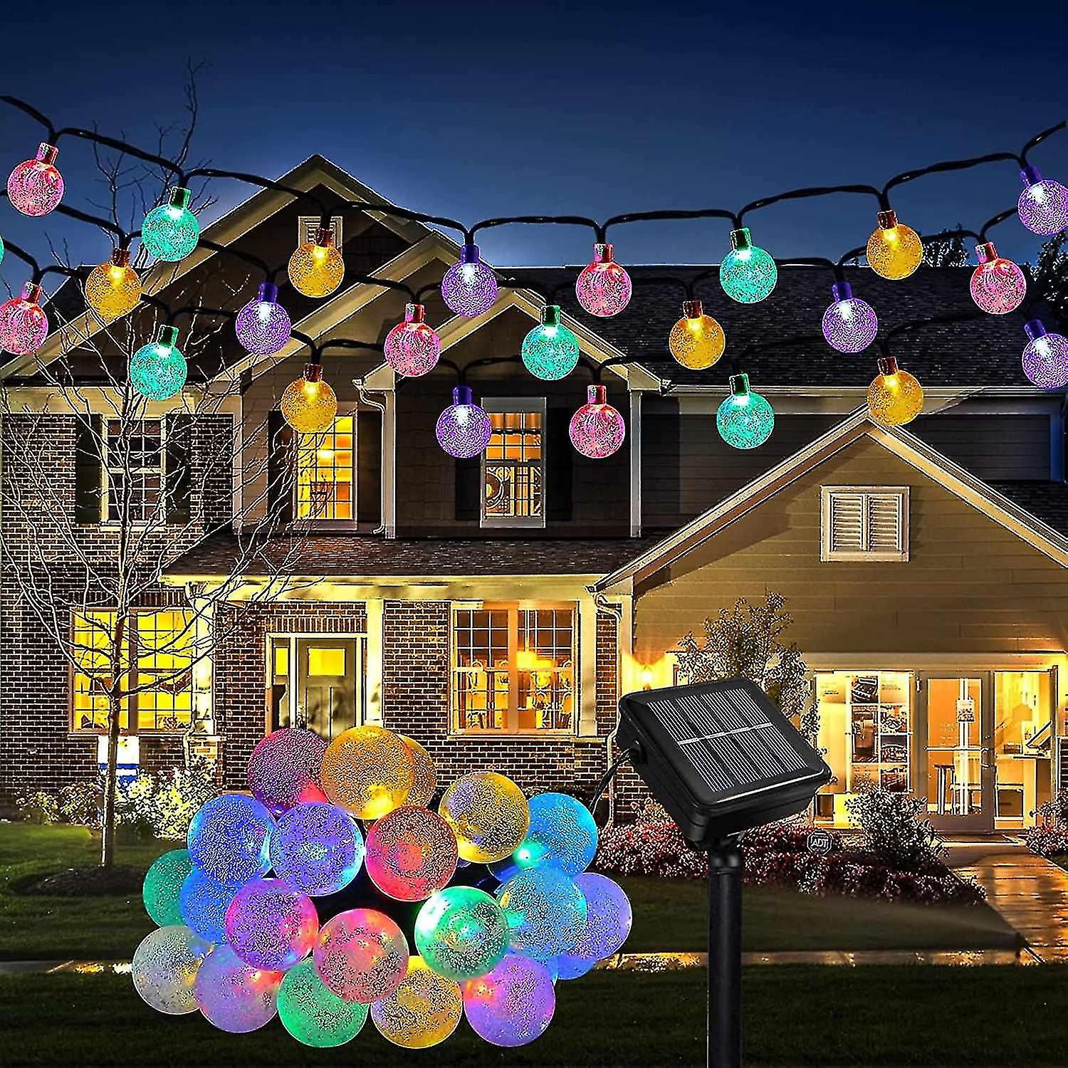Instalatie solara cu globulete pentru brad sau decoratiuni, 100 bulbi cherry, 12m - Auros