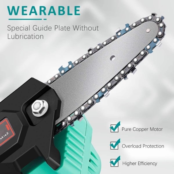 Mini fierastrau electric cu lant si acumulator, fara fir, pentru lemn, 21V, 400 mAh