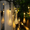 Instalatie LED solara, globuri picatura cristal, 6.5m, 30 LED, lumina galbena