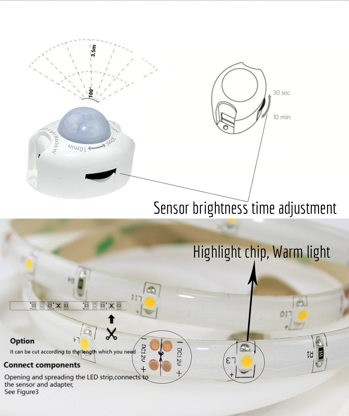 Kit banda led RGB cu 2 senzori programabili Iluminare pat - Auros