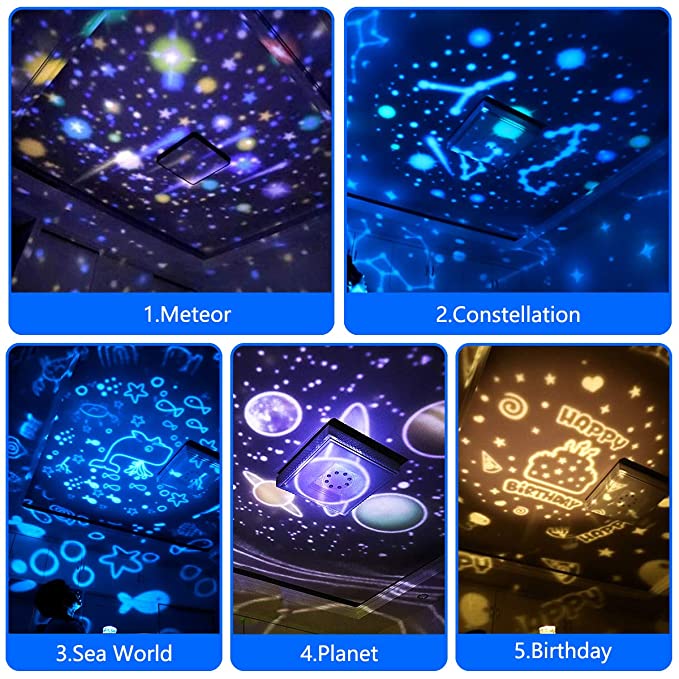 Lampa de veghe rotativa cu proiectie constelatii
