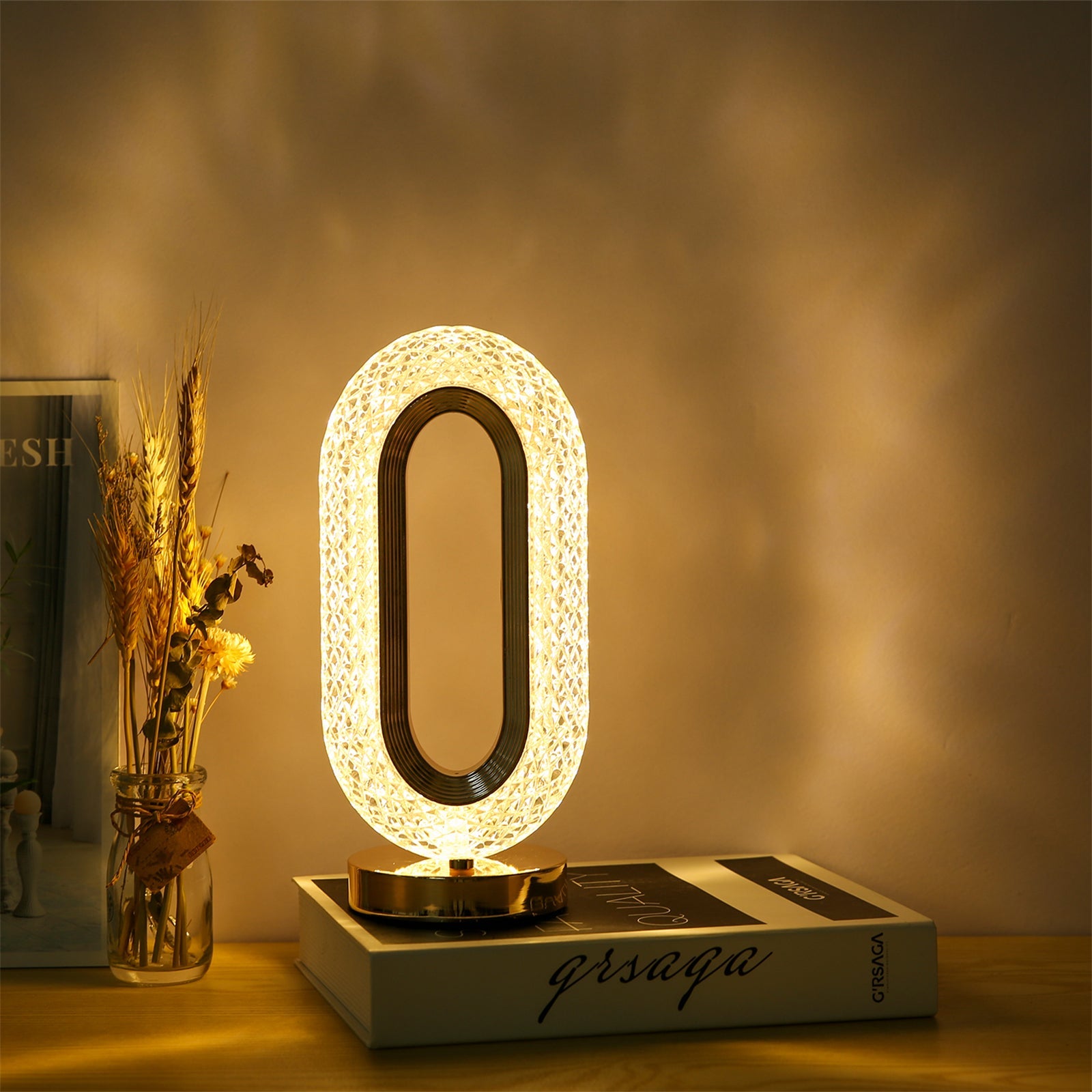 Lampa Diamond Crystal LED cu 3 temperaturi de culoare, alb rece, alb cald, neutru, culoare auriu - Auros