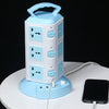 Prelungitor turn / vertical cu 12 Prize 3 porturi USB, 3 Intrerupatoare, alb/albastru, - Auros