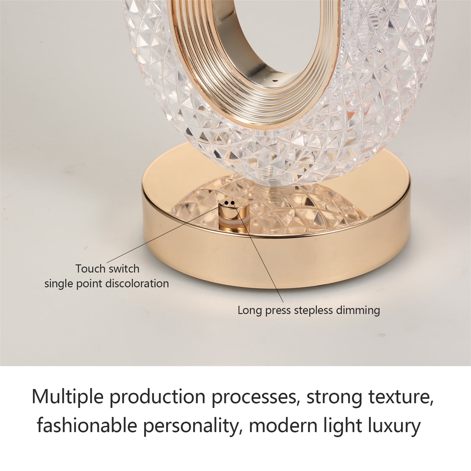 Lampa Diamond Crystal LED cu 3 temperaturi de culoare, alb rece, alb cald, neutru, culoare auriu - Auros