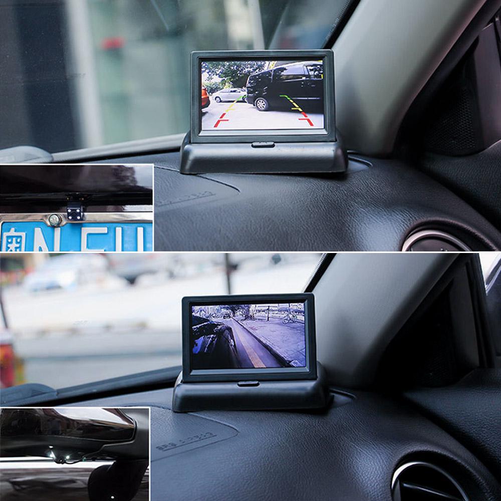 Suport numar cu camera video marsarier + display pliabil LCD TFT 4.3"
