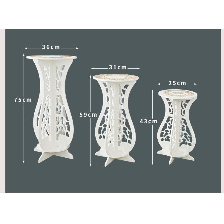 Set 3 masute decorative pentru ghivece de flori din PVC, 75/59/43 cm - Auros