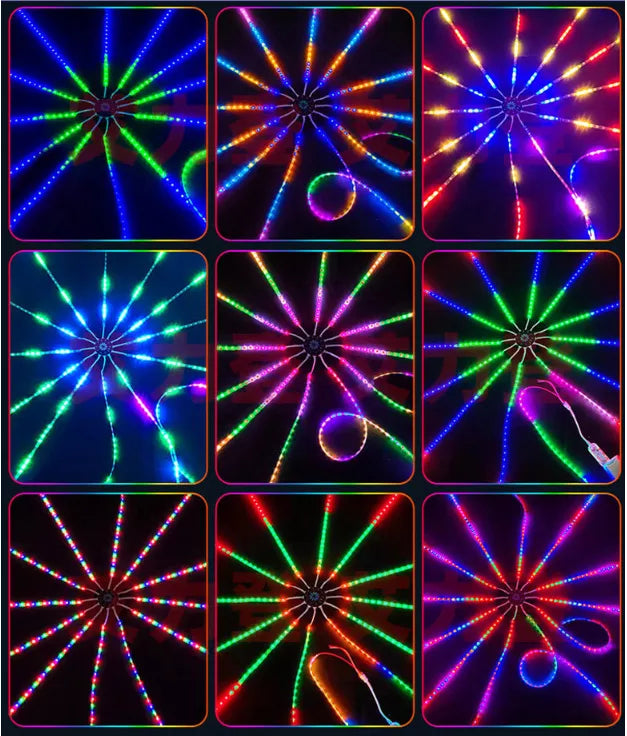 Instalatie artificii LED Smart, RGB, muzica, telecomanda si control din smartphone, multicolor - Auros
