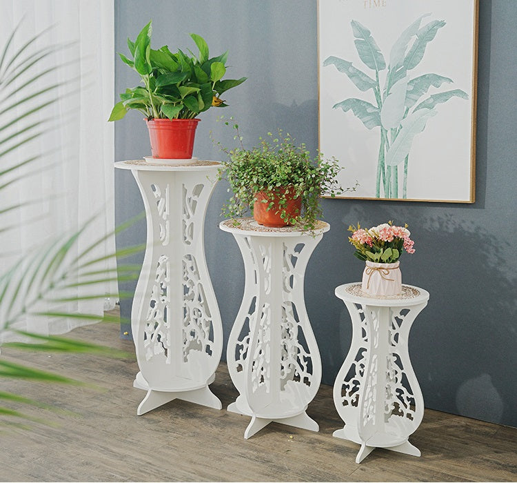 Set 3 masute decorative pentru ghivece de flori din PVC, 75/59/43 cm - Auros