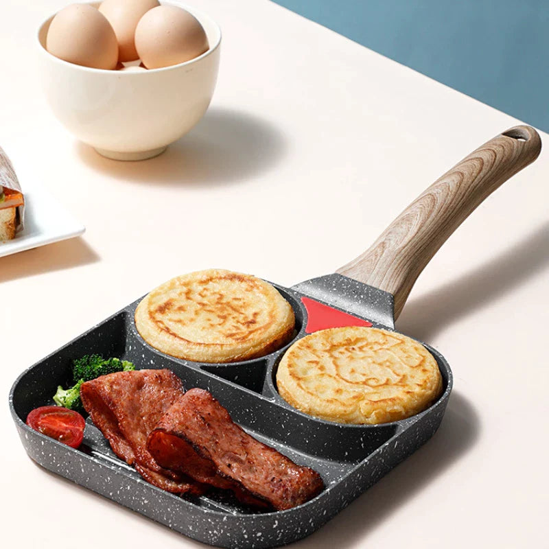 Tigaie antiaderenta cu 2 compartimente si zona de grill, material aliaj de aluminiu - Auros
