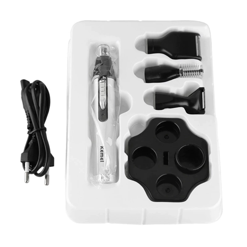 Trimmer barbati 4 în 1 pentru barba, perciuni, nas si sprancene, Kemei KM-6650 - Auros