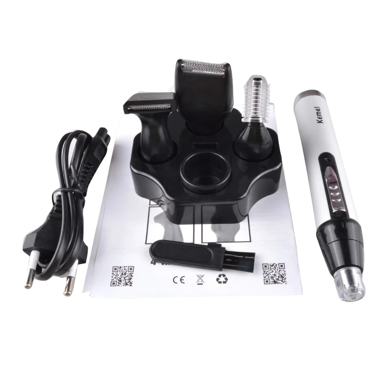 Trimmer barbati 4 în 1 pentru barba, perciuni, nas si sprancene, Kemei KM-6650 - Auros