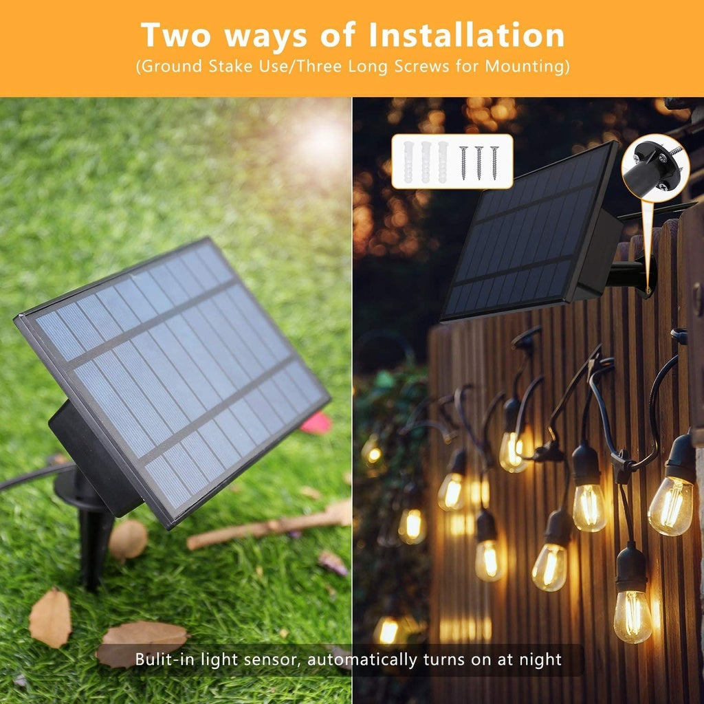 Ghirlanda solara cu 10 becuri Led Filament incluse, 2W, 3000K, IP65 lumina calda - Auros