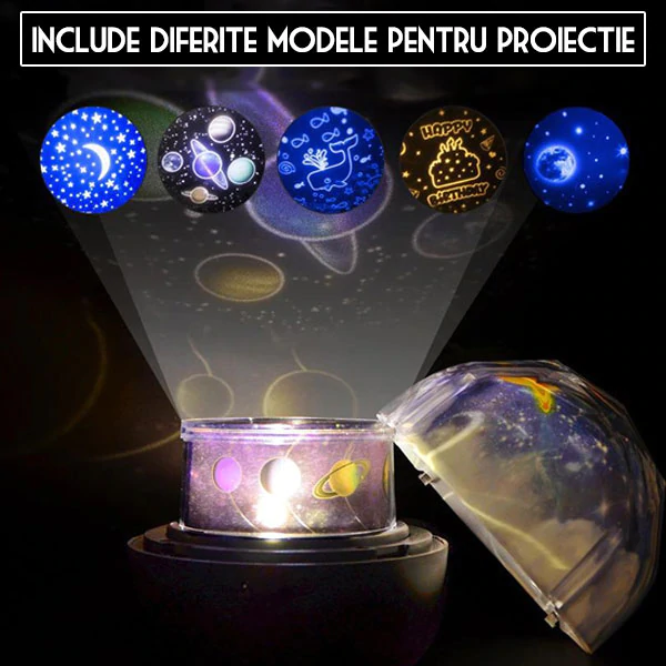 Lampa de veghe rotativa cu proiectie constelatii