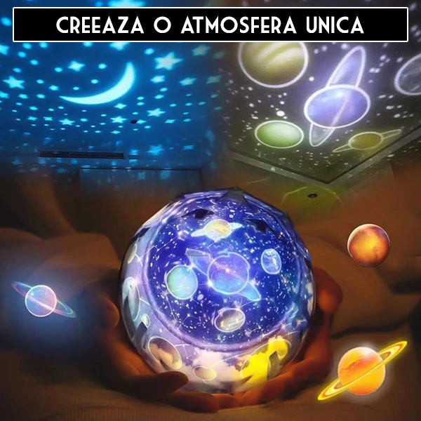 Lampa de veghe rotativa cu proiectie constelatii