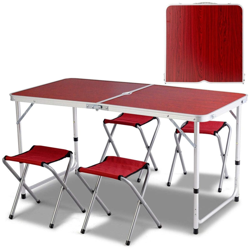 Masuta pliabila picnic din aluminiu 60 x 120 cm + 4 scaune pliabile