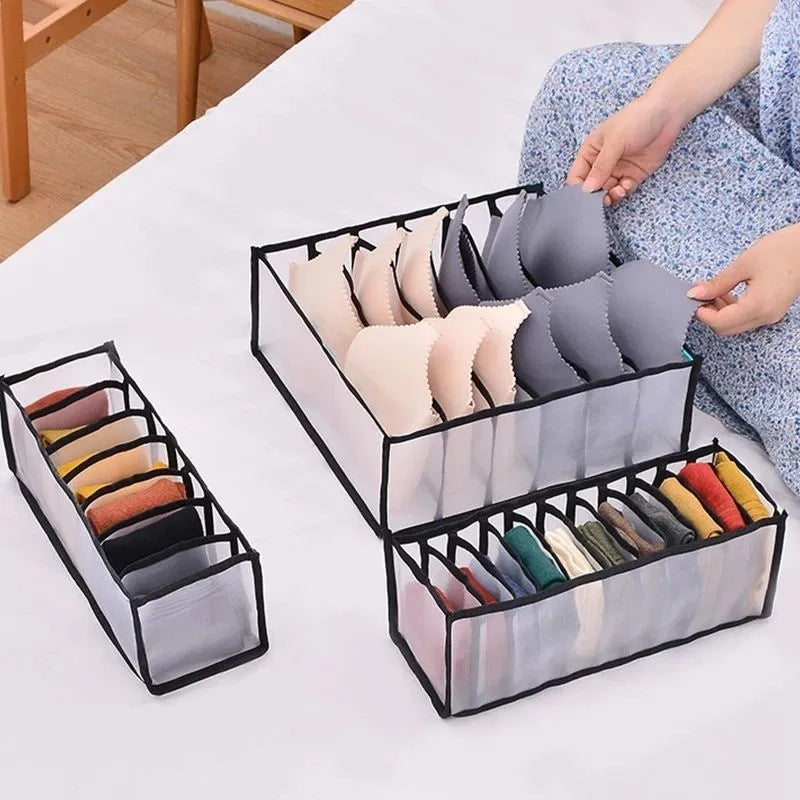 Set 3 piese organizatoare lenjerie intima pentru sertar, negru - Auros