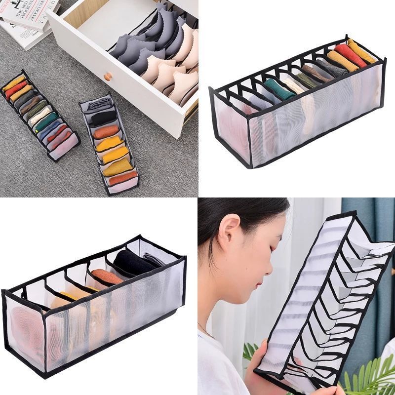 Set 3 piese organizatoare lenjerie intima pentru sertar, negru - Auros