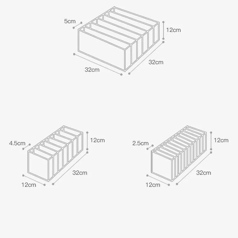 Set 3 piese organizatoare lenjerie intima pentru sertar, negru - Auros