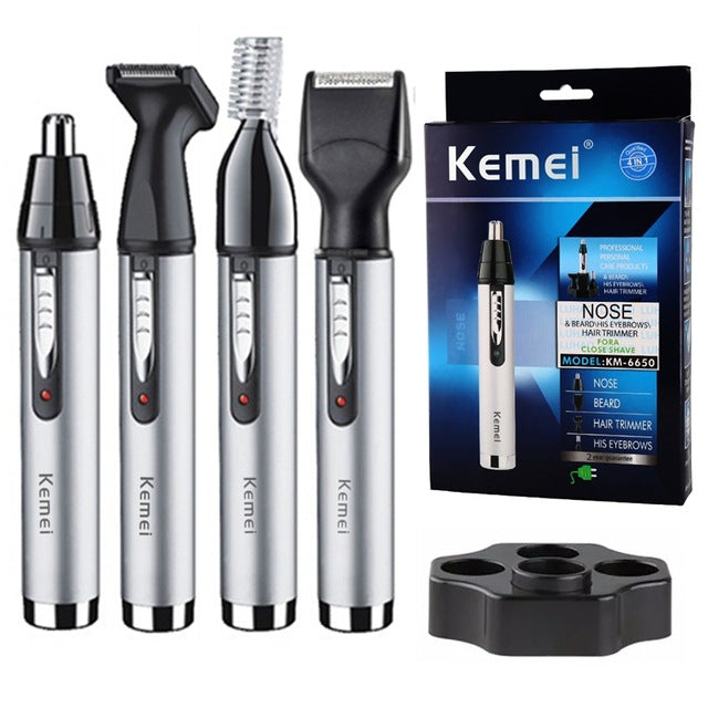 Trimmer barbati 4 în 1 pentru barba, perciuni, nas si sprancene, Kemei KM-6650 - Auros