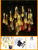 Instalatie LED solara, globuri picatura cristal, 6.5m, 30 LED, lumina galbena